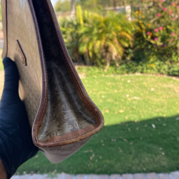 CELINE Clutch Bag Macadam brown coated, canvas monogram, Authentic USED E - Picture 4 of 12